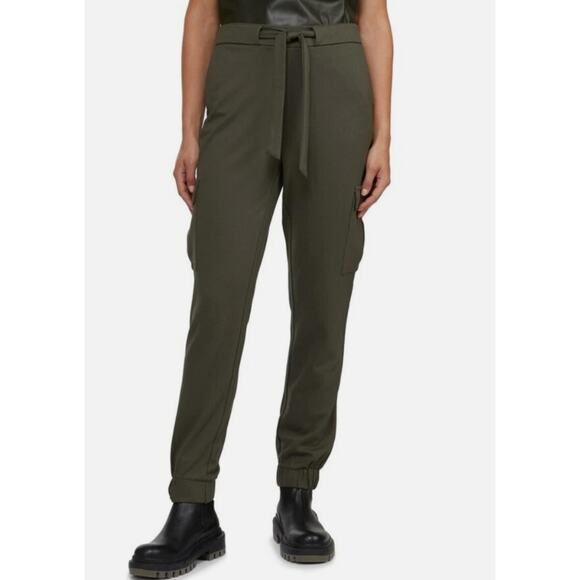 Badgley Mischka NWT Women's L Olive Green Jogger Pants Cargo Belt Comfy Everyday - Picture 1 of 12